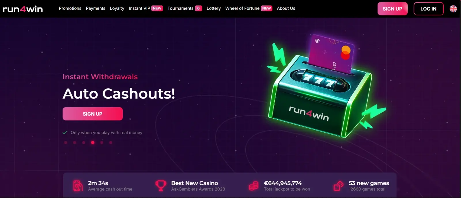 Run4Win casino lobby with 15383 games